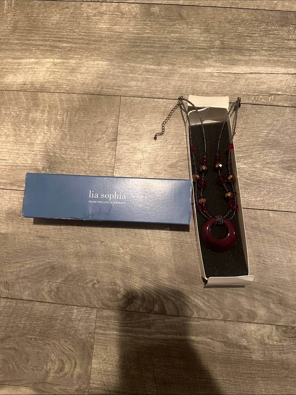 Lia Sophia Wine Red Multi-Strand Pendant Necklace